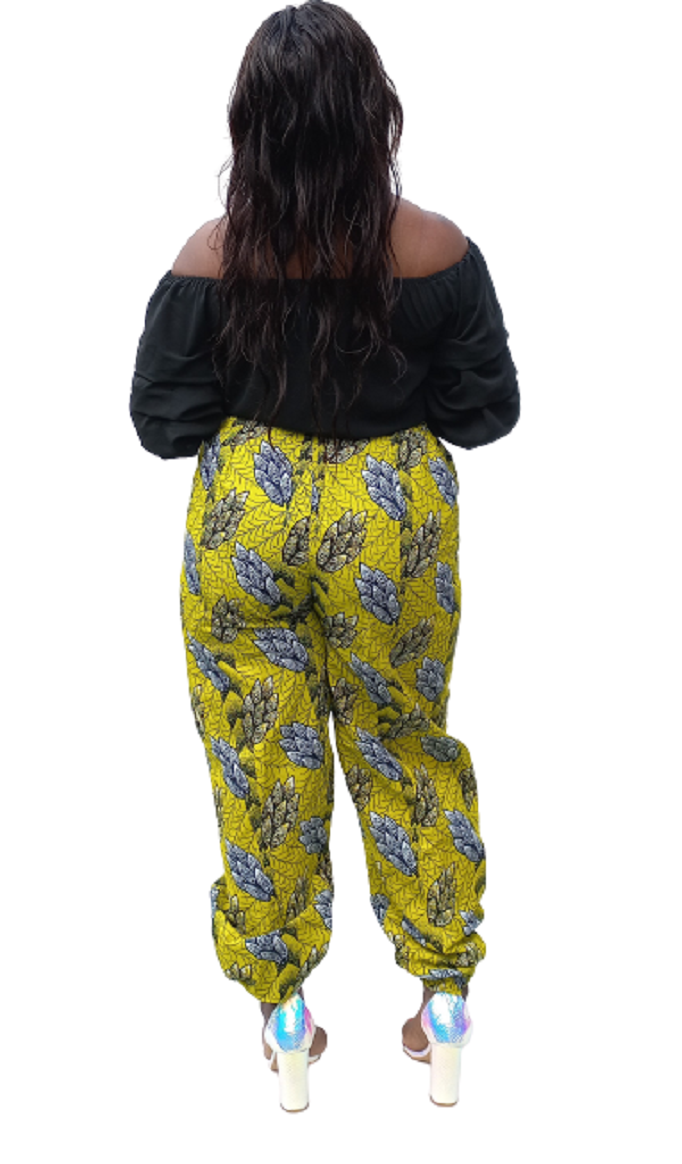 Ladies Yellow Angela Ankara Pants