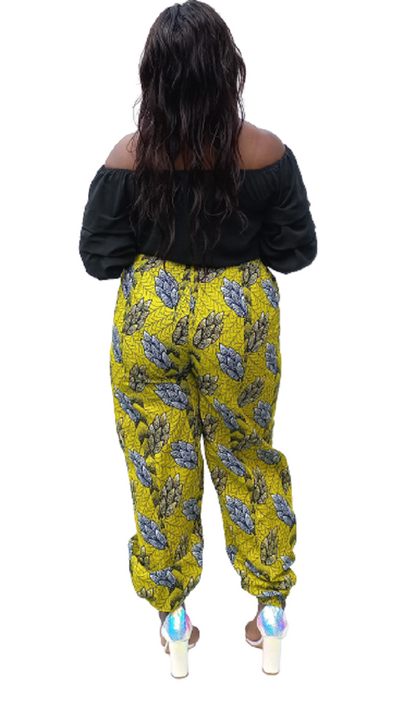 Ladies Yellow Angela Ankara Pants
