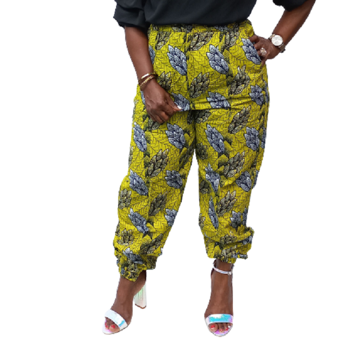 Ladies Yellow Angela Ankara Pants