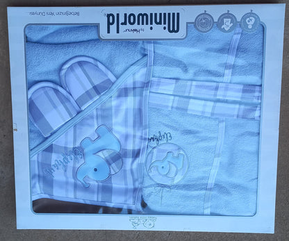 Checkered Cotton Fleece Bathrobe Set (Babies)