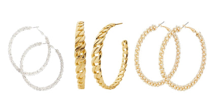 Cubex Diamante Hoop Earrings (Set of 3)