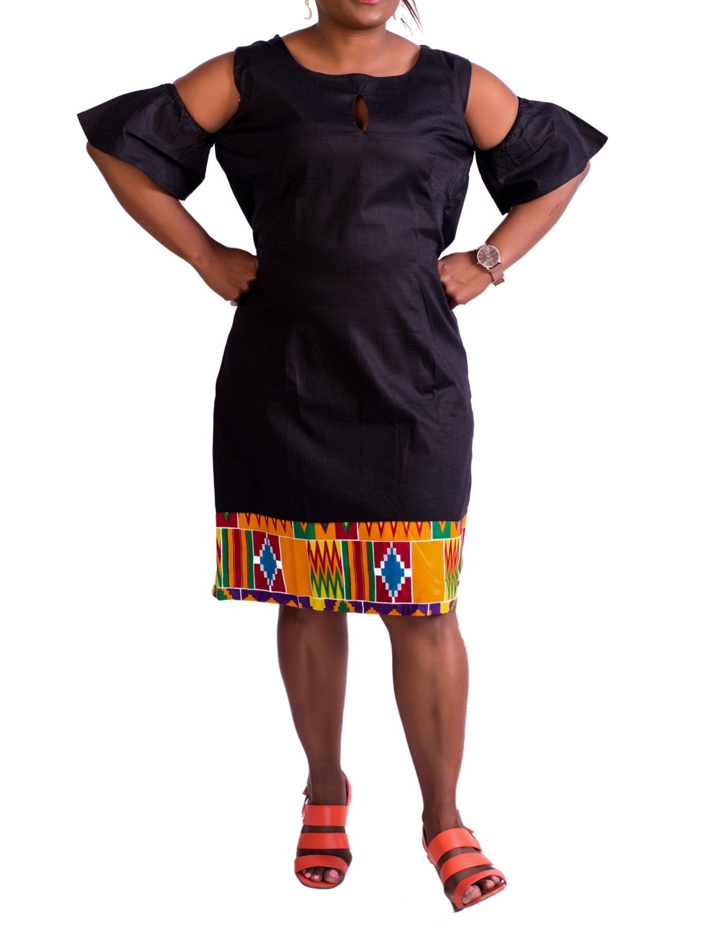 Black and Multi-colured Kente Didi Dress