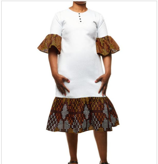 Diaz Brown Multi-Prints Dress
