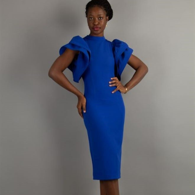 Ariana Wide sleeves Dress - Blue