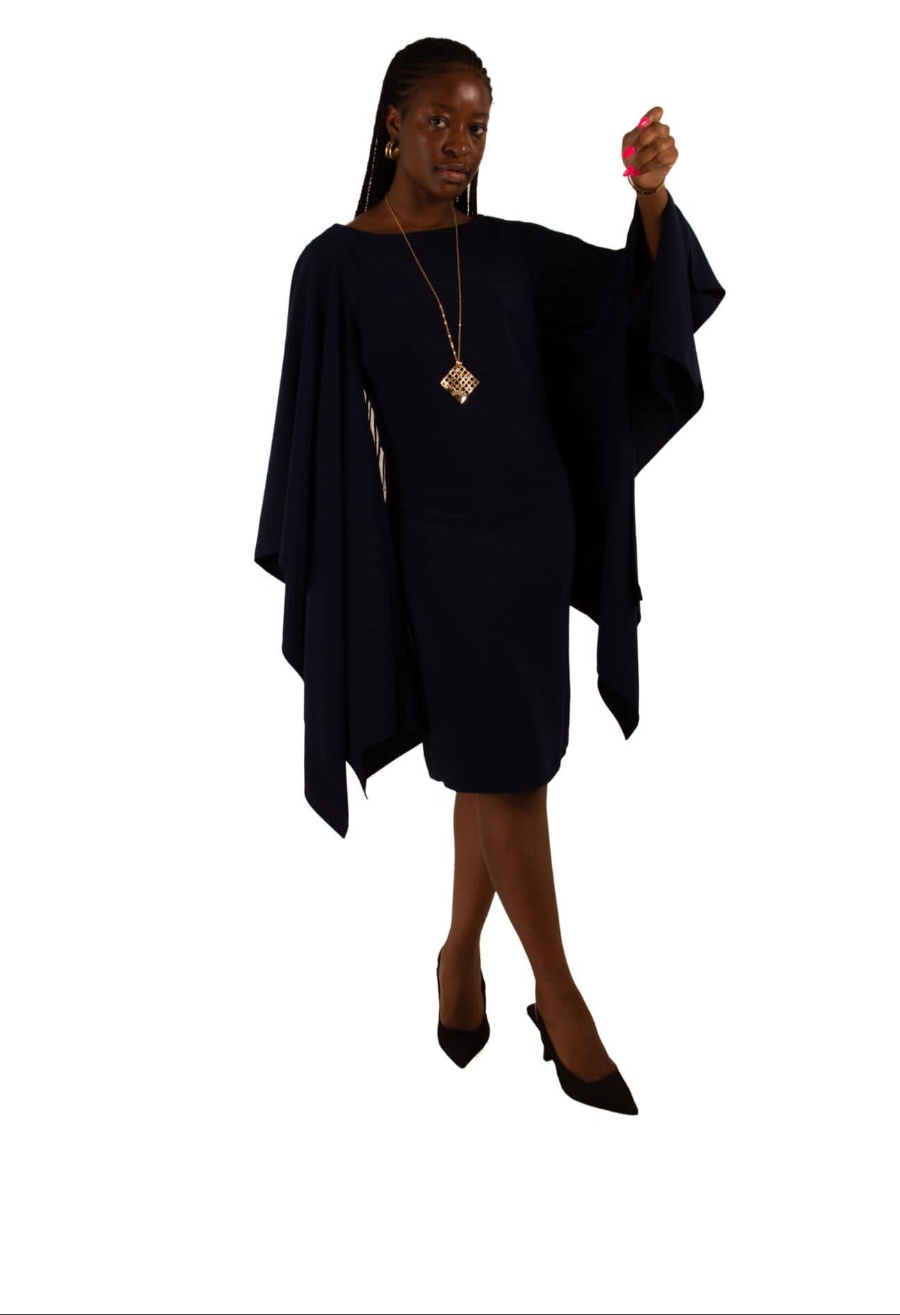 Tess Bell sleeves Dress - Navy