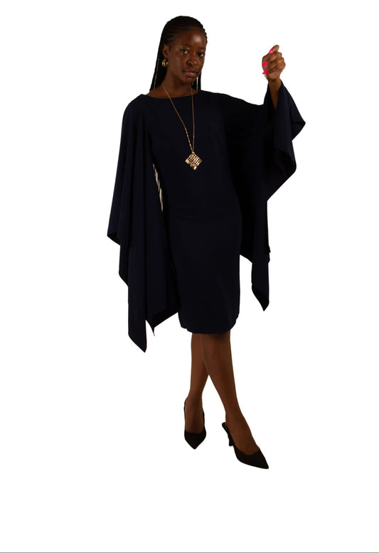 Tess Bell sleeves Dress - Navy