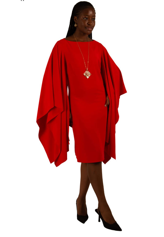 Tess Bell sleeves Dress - Red