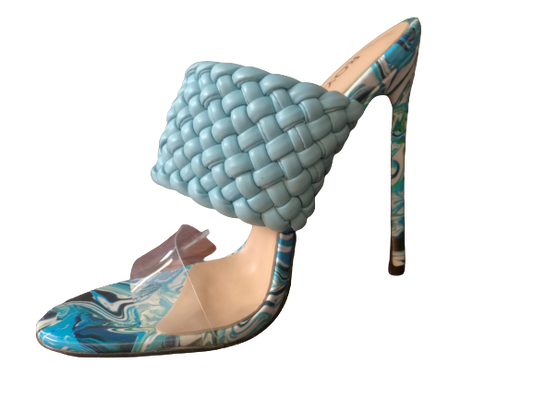 Blue Weave Clear Sandals