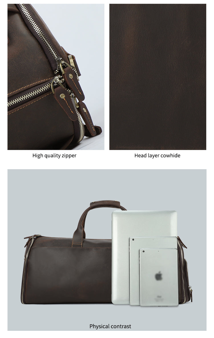 Genuine Leather Suit Travel Duffel Bag