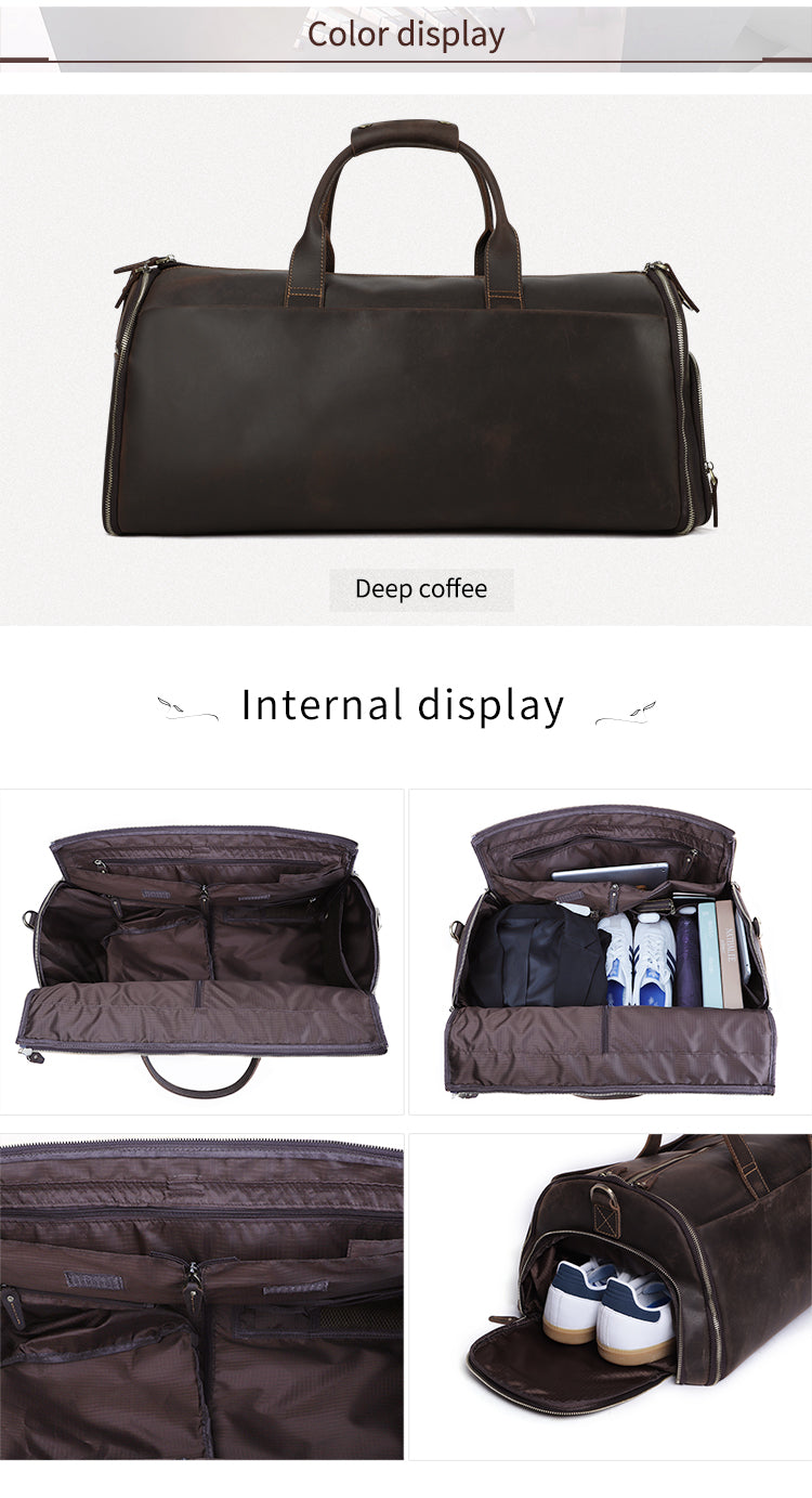 Genuine Leather Suit Travel Duffel Bag