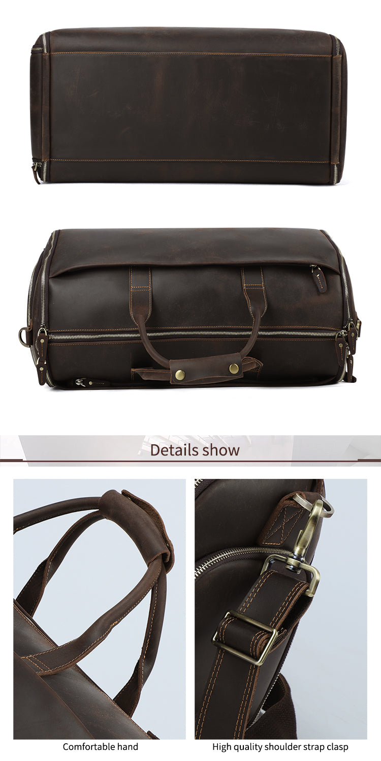 Genuine Leather Suit Travel Duffel Bag