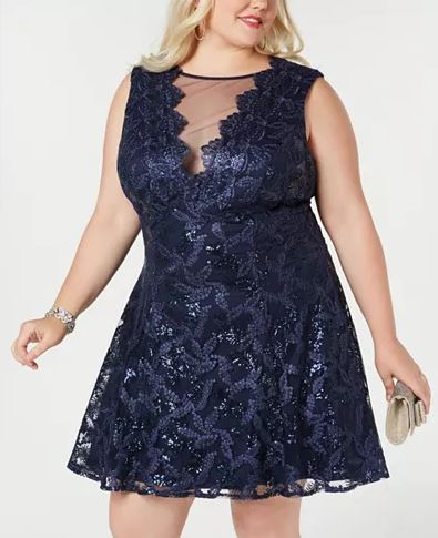 Morgan & Company - Trendy Plus Size Illusion Lace Dress - Size 22