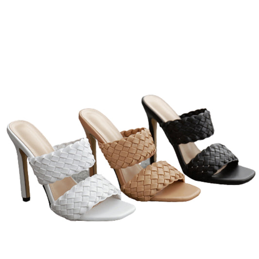 Weave Slides Stilettos Sandals