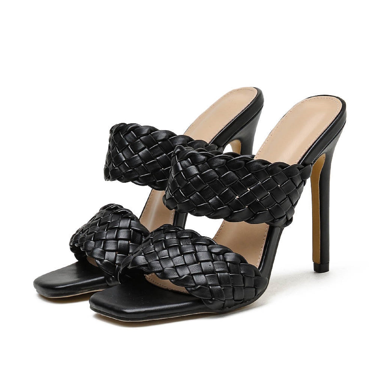 Weave Slides Stilettos Sandals
