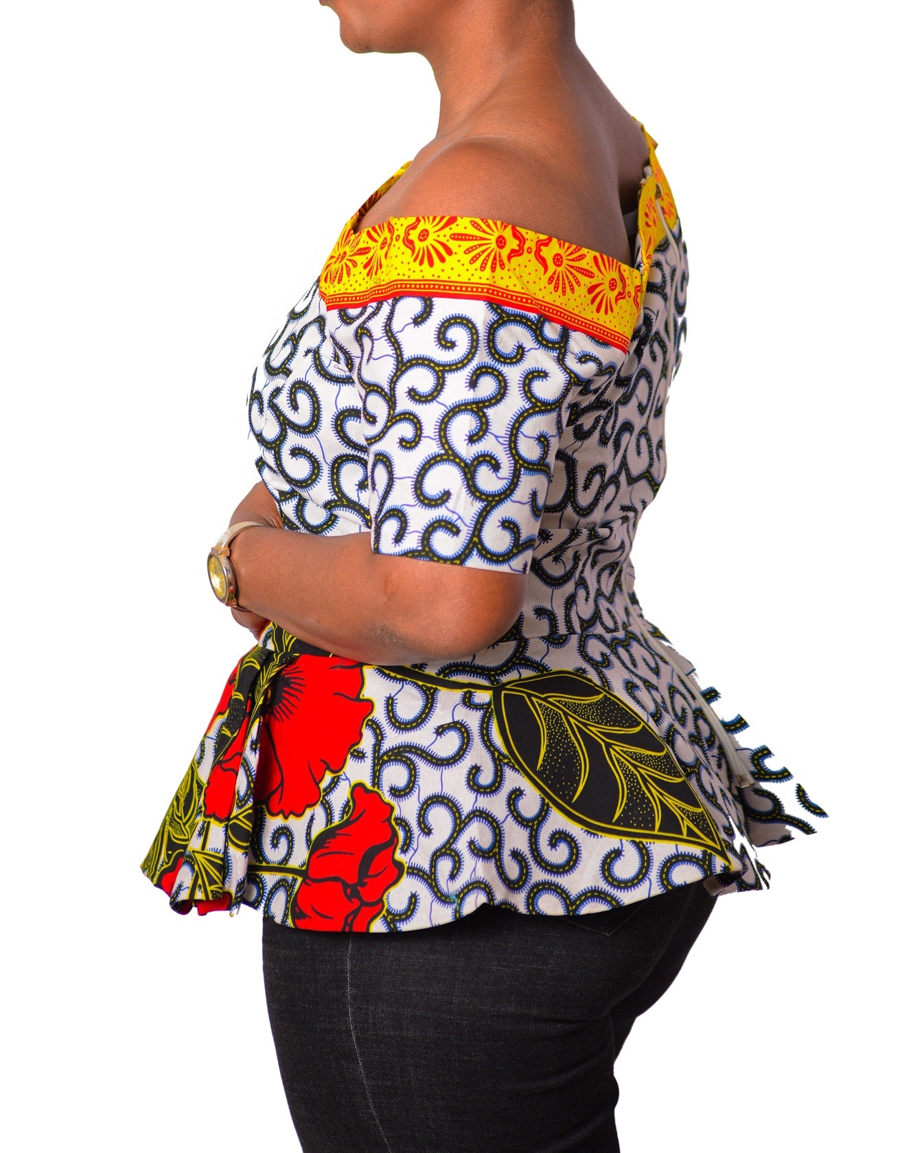 Ladies Yellow Macq Ankara Top