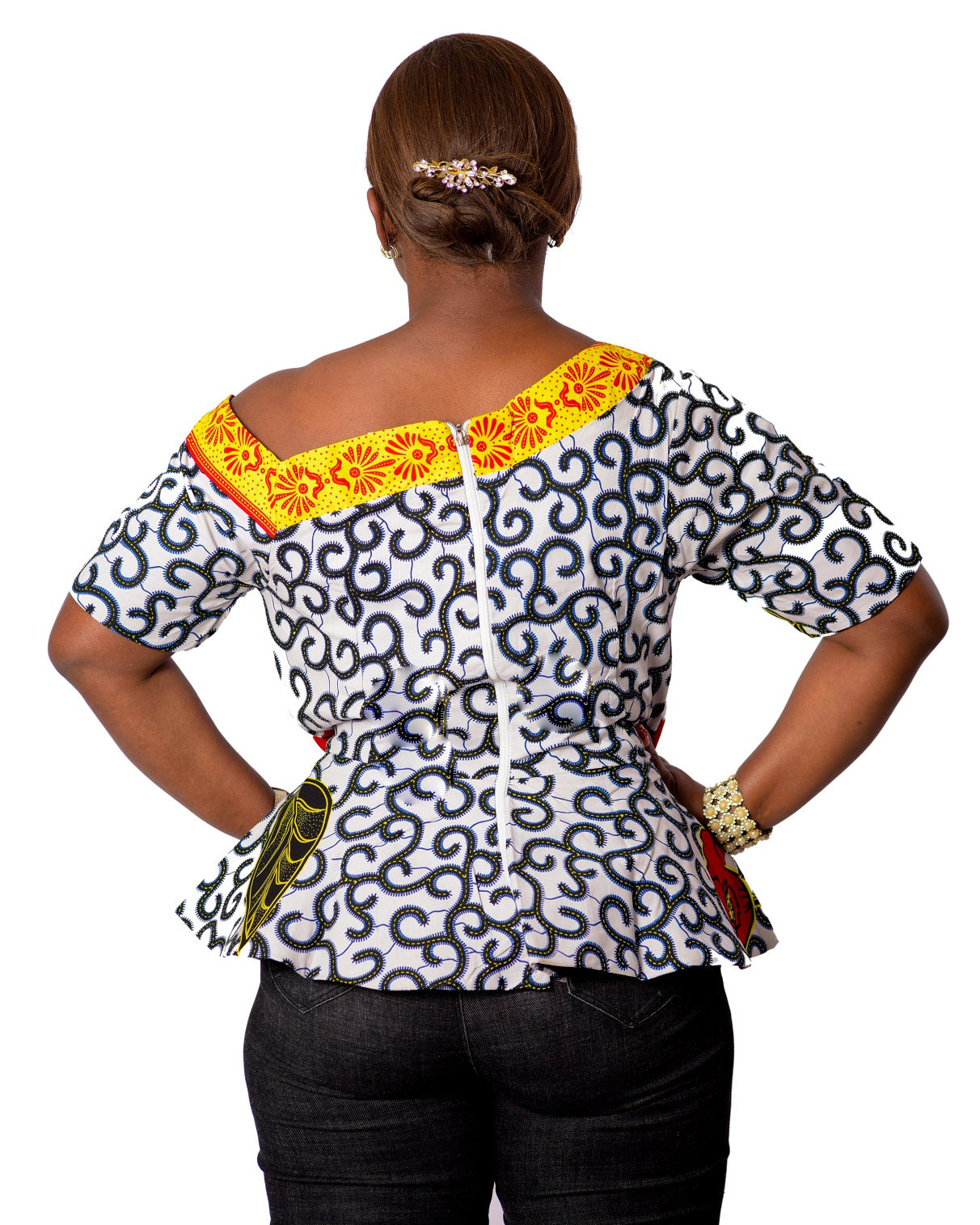 Ladies Yellow Macq Ankara Top