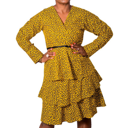 Ladies Sophia 3-tiered Ankara dress