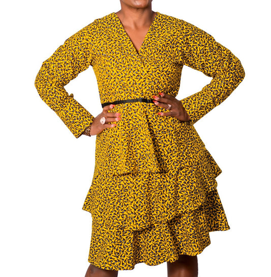 Ladies Sophia 3-tiered Ankara dress
