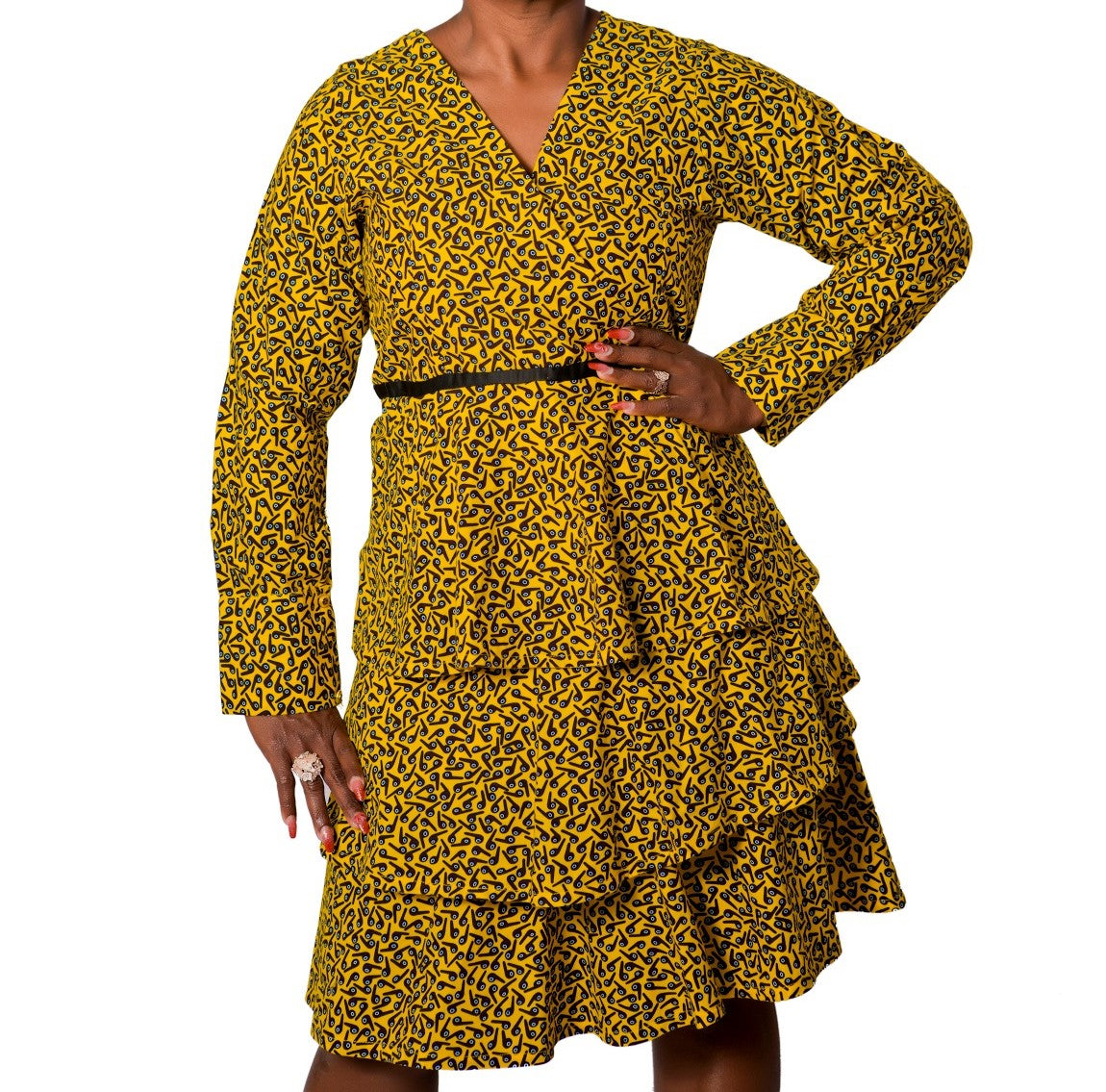 Ladies Sophia 3-tiered Ankara dress