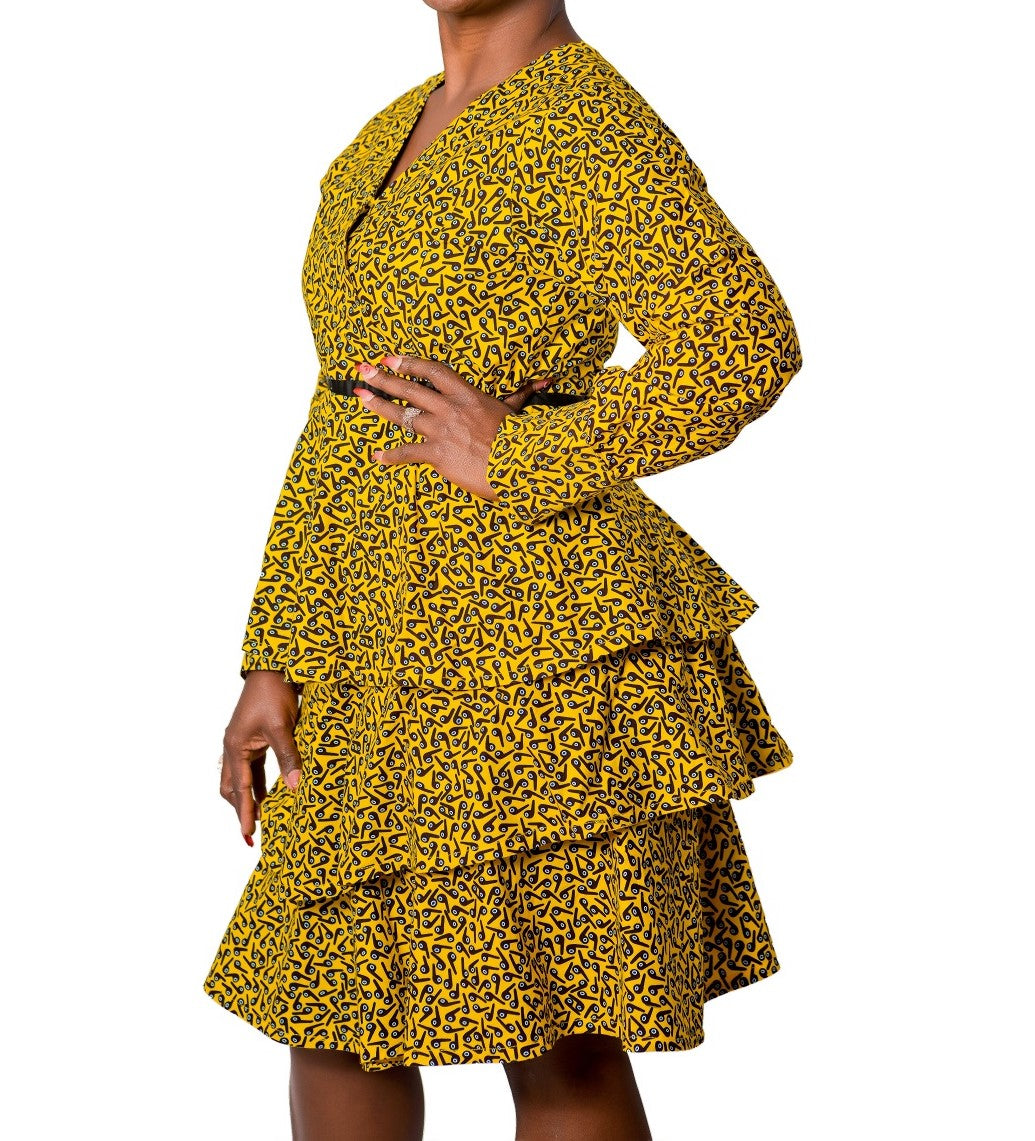 Ladies Sophia 3-tiered Ankara dress