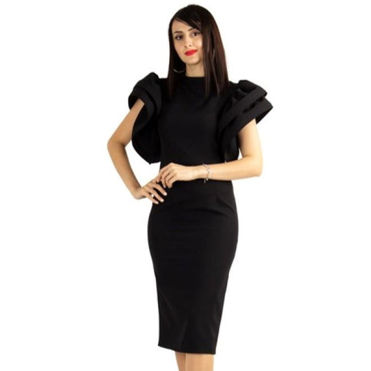 Ariana Wide sleeves Dress - Black