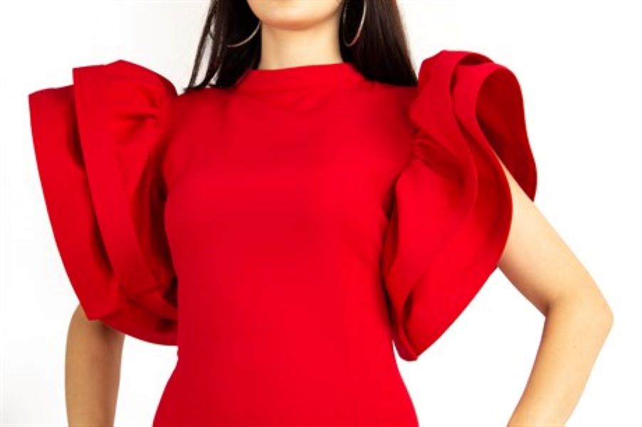Ariana Wide sleeves Dress - Burnt orange