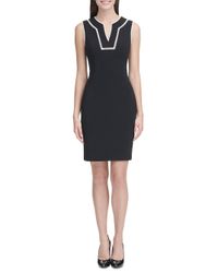 Tommy Hilfiger Scuba Crepe Sheath Dress - Black - Size 12