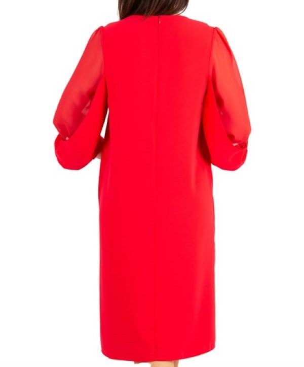 Tulle sleeves Dress - Red