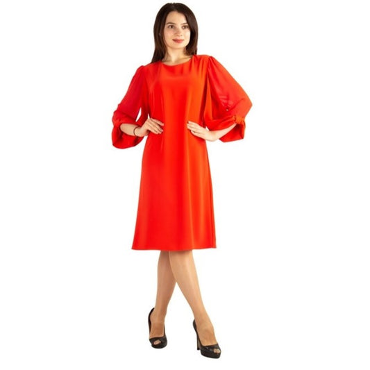 Tulle sleeves Dress - Red